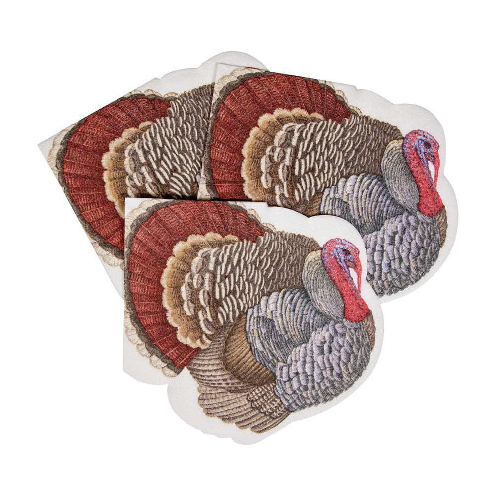 Caspari Turkey Die-Cut Napkins, Set of 15
