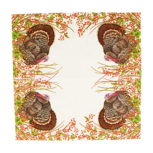 Caspari Turkey and Berries Cocktail Napkins, Set of 20