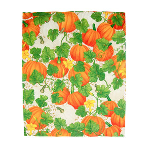 Caspari Pumpkin Chintz White Guest Napkins, Set of 15