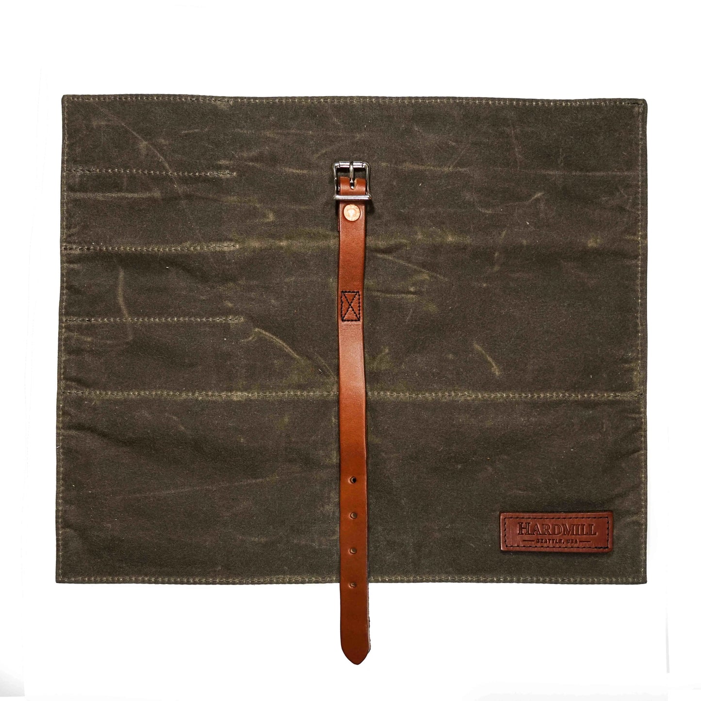 Waxed Compact Knife Roll, Dark Oak