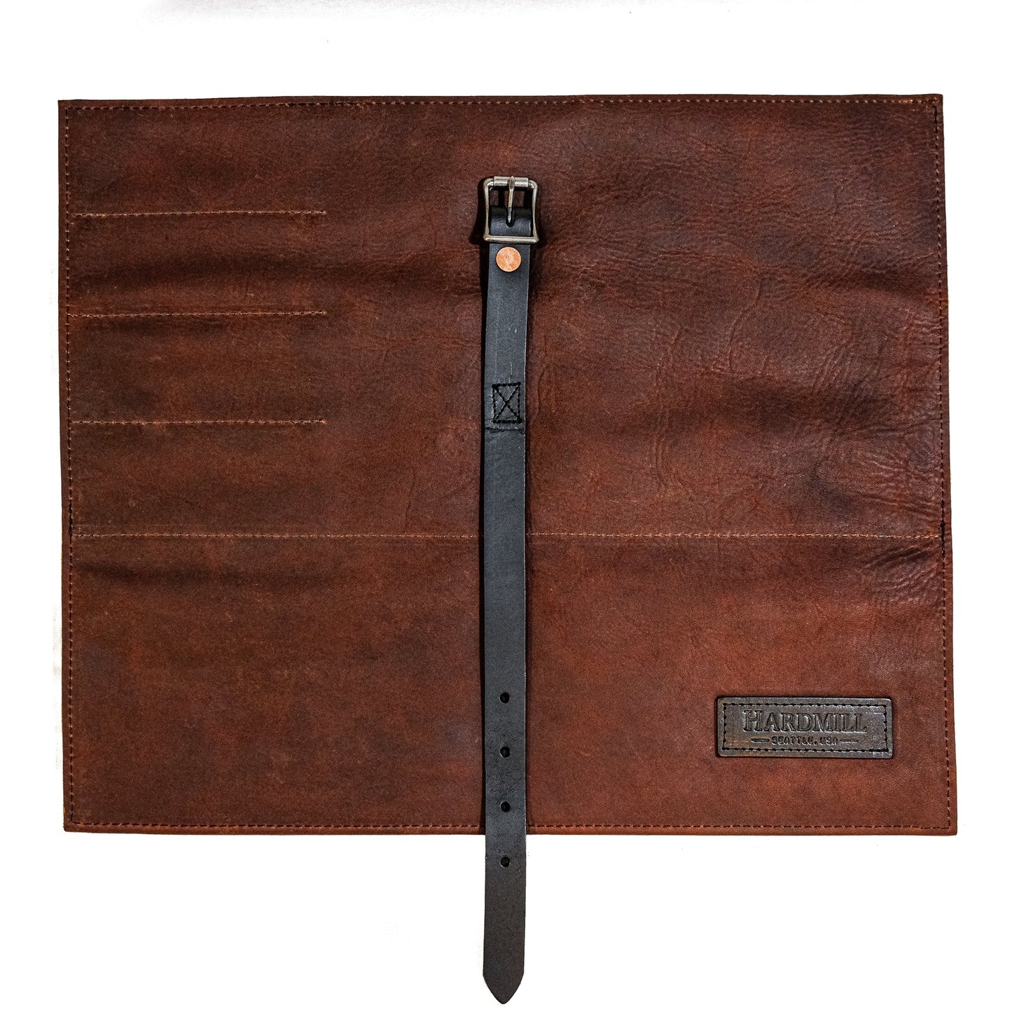 Leather Compact Knife Roll, Cognac