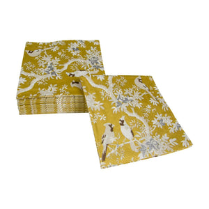 Caspari Scenic Songbirds Gold & Ivory Cocktail Napkins, Set of 20