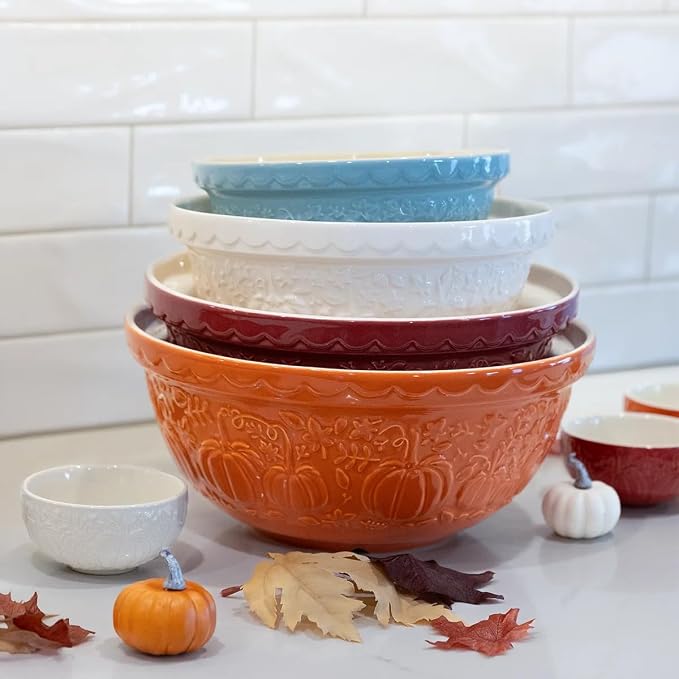 Mason Cash In The Pumpkin Patch S18 Cranberry Pumpkin Mixing Bowl, 11”