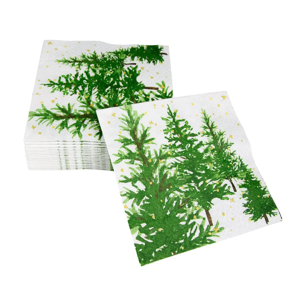 Caspari White Christmas Cocktail Napkins, Set of 20