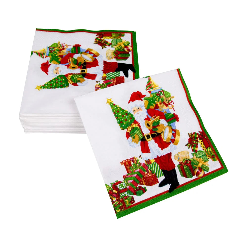 Caspari Mr. Claus Cocktail Napkins, Set of 20