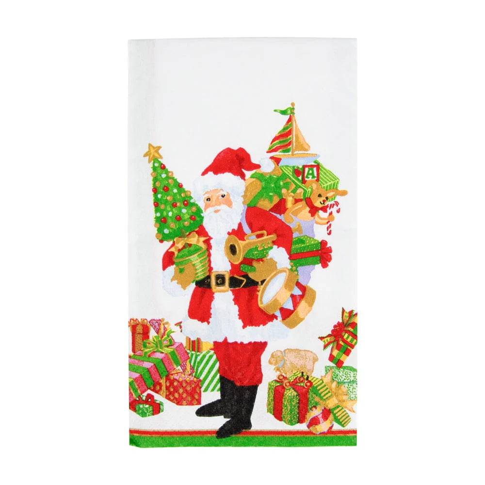 Caspari Mr. Claus Guest Towel Napkins, Set of 15