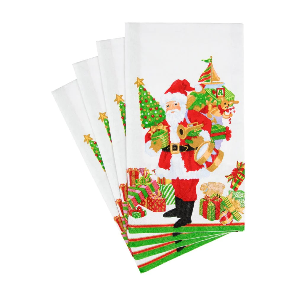 Caspari Mr. Claus Guest Towel Napkins, Set of 15