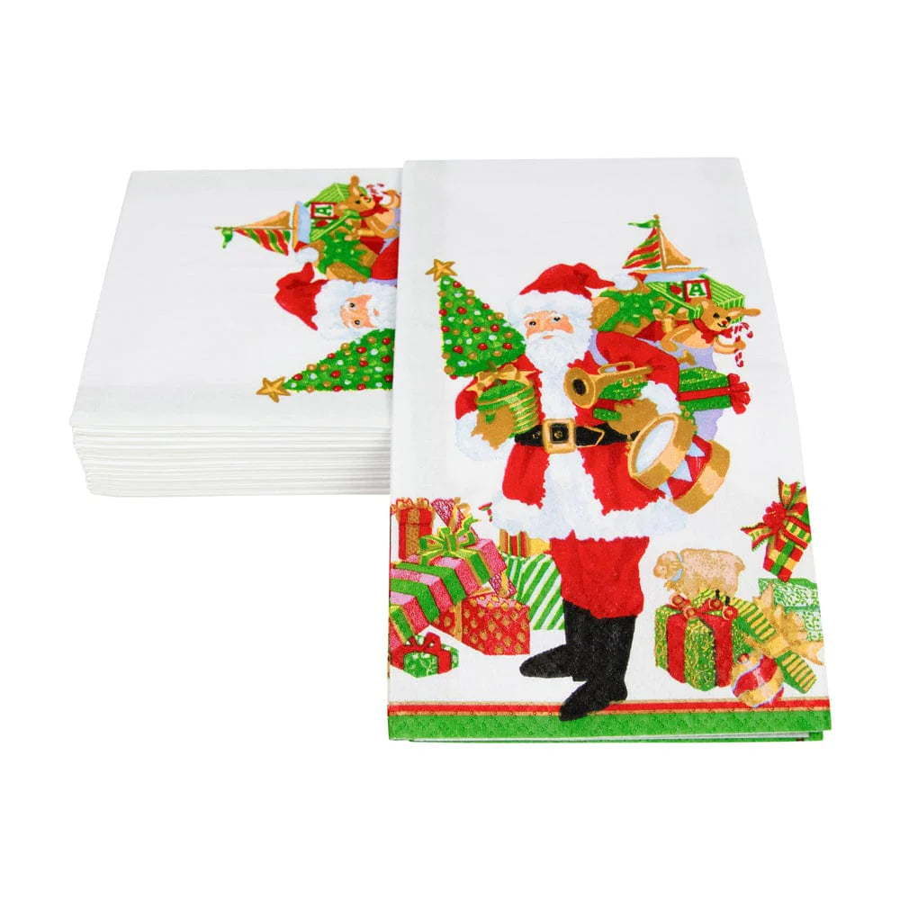 Caspari Mr. Claus Guest Towel Napkins, Set of 15