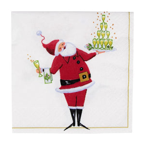 Caspari Santa Serving Drinks Cocktail Napkins, Set of 20