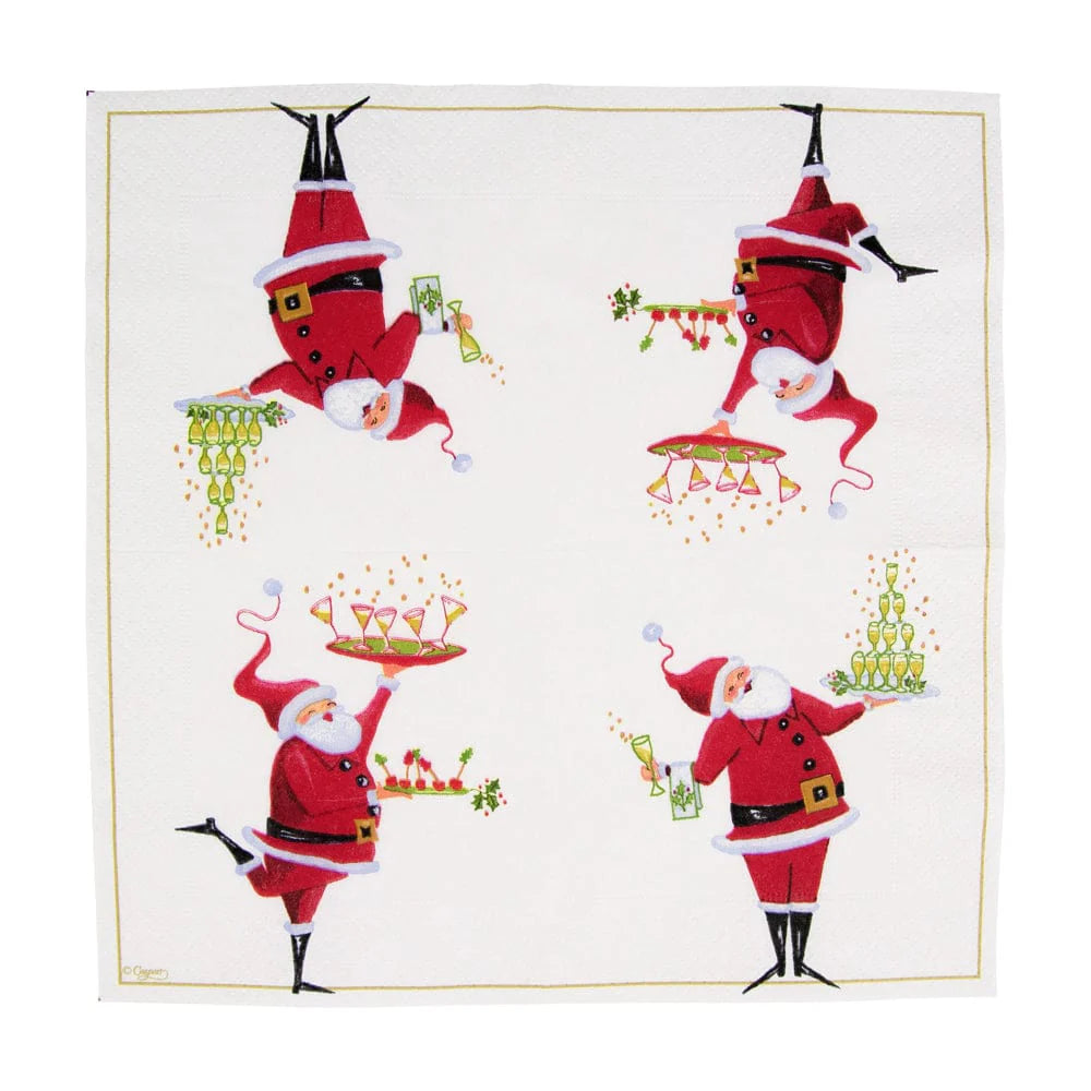 Caspari Santa Serving Drinks Cocktail Napkins, Set of 20