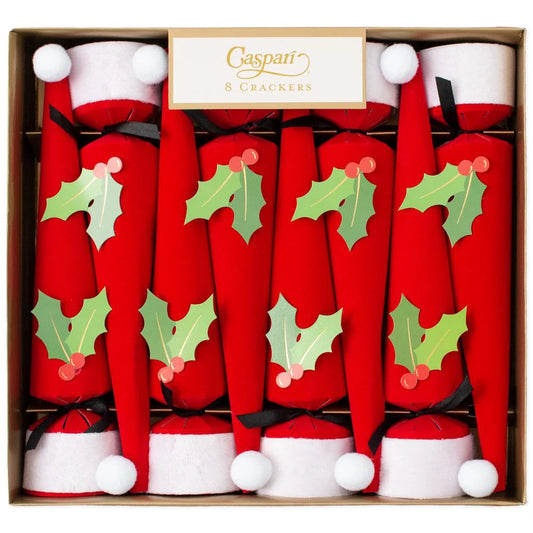 Caspari Santa Hat Cone-Shaped Celebration Christmas Crackers, Set of 8