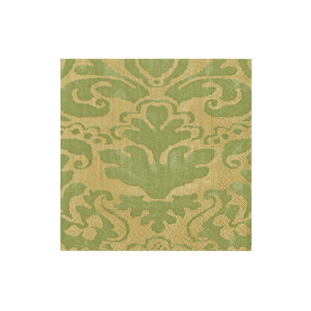 Caspari Palazzo Moss Green Cocktail Napkins, Set of 20