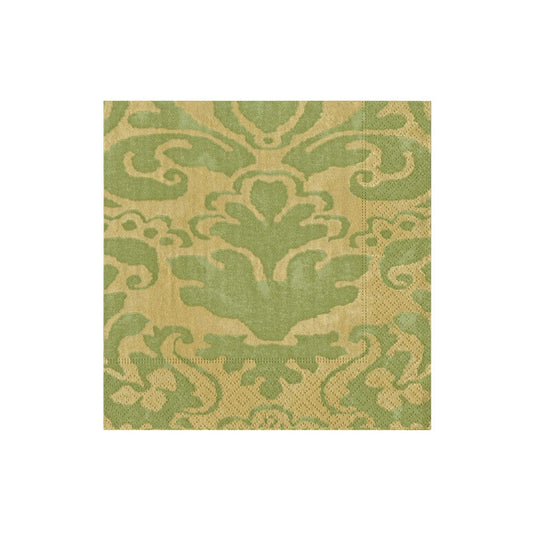 Caspari Palazzo Moss Green Cocktail Napkins, Set of 20