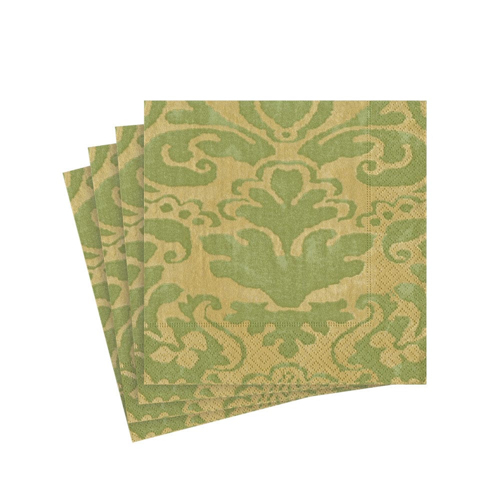 Caspari Palazzo Moss Green Cocktail Napkins, Set of 20