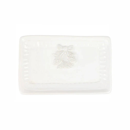 Vietri Pietra Natale Wreath Rectangular Tray