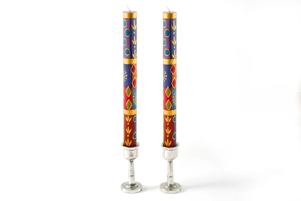 African Mineral Painted Candles, 9" Pair