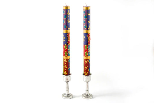 African Mineral Painted Candles, 9" Pair
