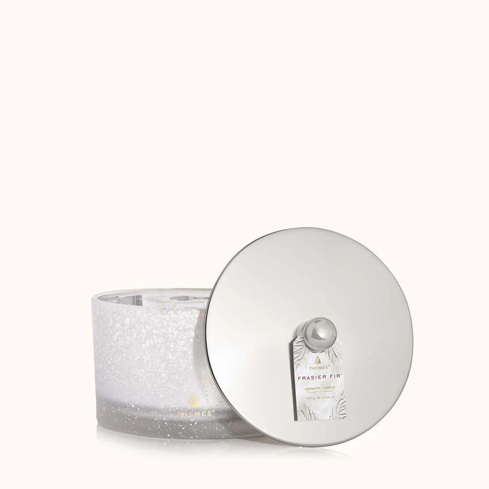 Thymes Frasier Fir Flocked 3-Wick Poured Candle, 18oz