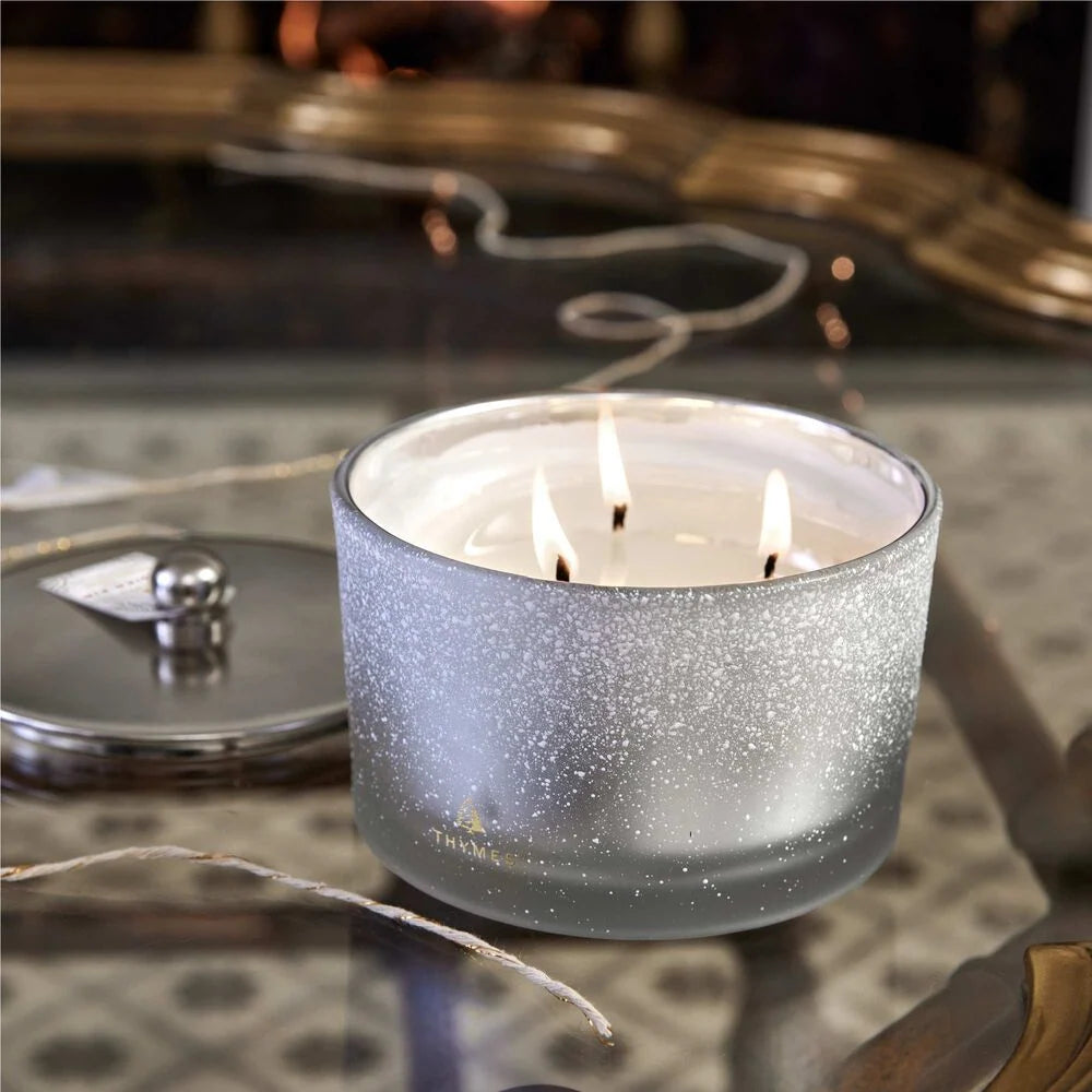 Thymes Frasier Fir Flocked 3-Wick Poured Candle, 18oz