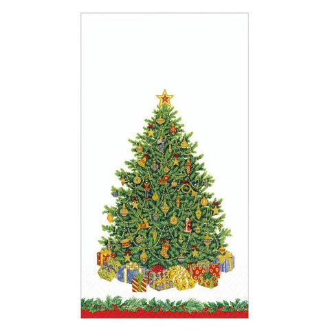 Caspari Christmas Tree Guest Towel Napkins, Set of 15