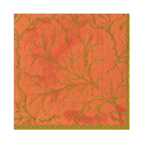 Caspari Gilded Majolica Cocktail Napkins, Set of 20
