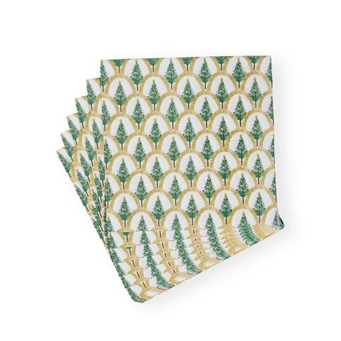 Caspari Deco Gold Christmas Luncheon Napkins, Set of 20