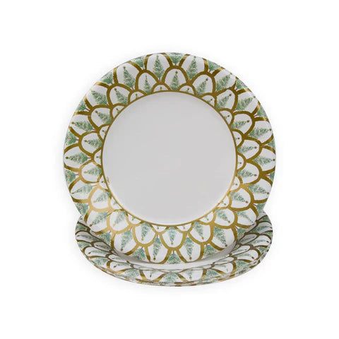 Caspari Deco Christmas Salad/Dessert Plate, Set of 8