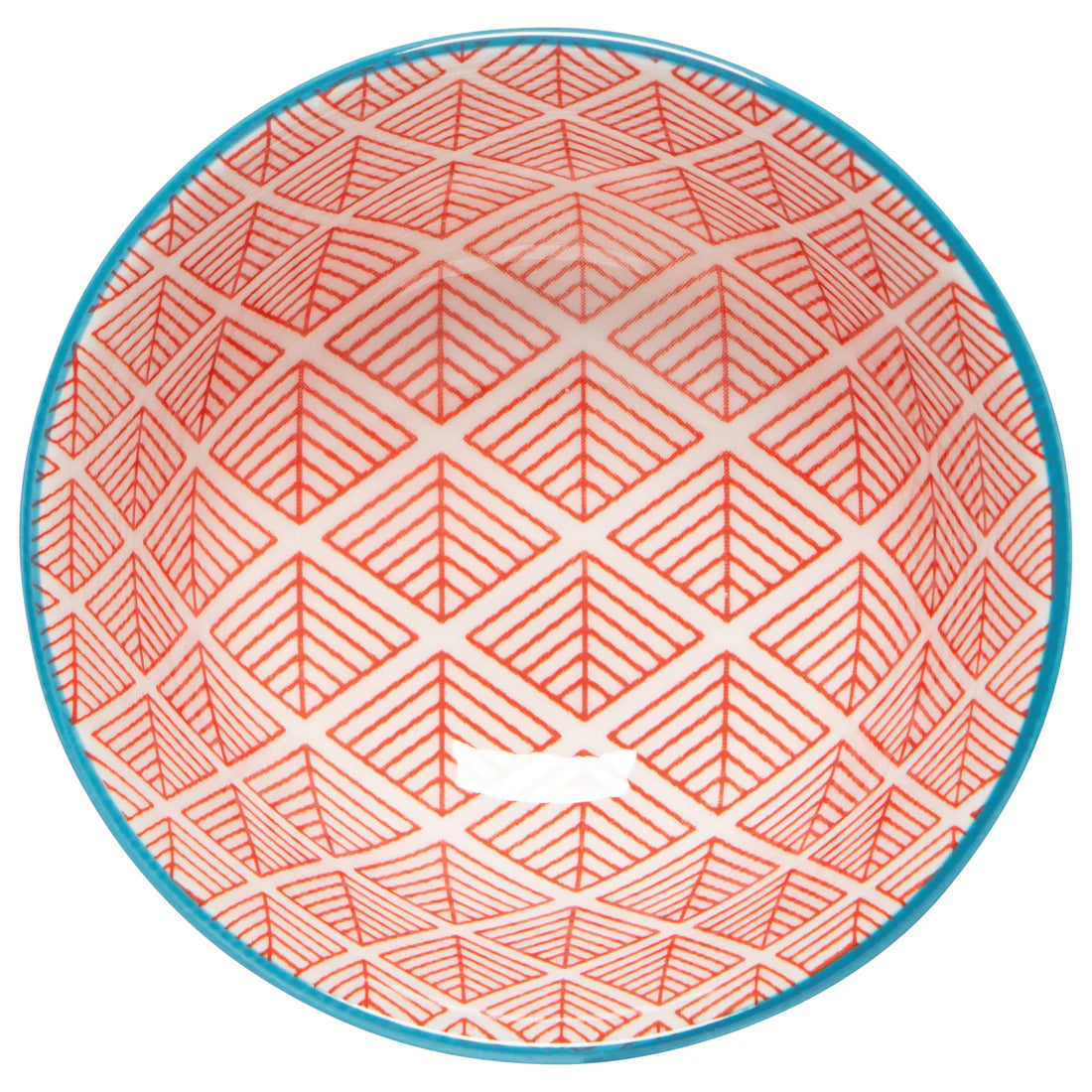 Blue Red Dash Stamped Bowl, 3.5 “