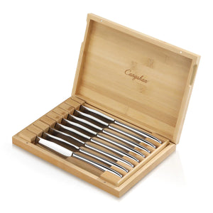 Cangshan Rain II Series Forged Steak Knife Set in Bamboo Box, Set of 8