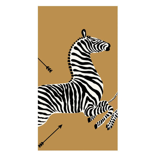 Caspari Zebra Gold Guest Towel Napkins, Set of 15