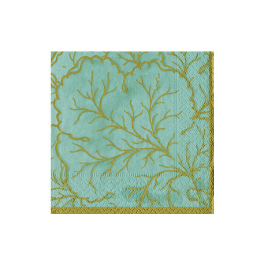 Caspari Gilded Majolica Saltwater Cocktail Napkins, Set of 20