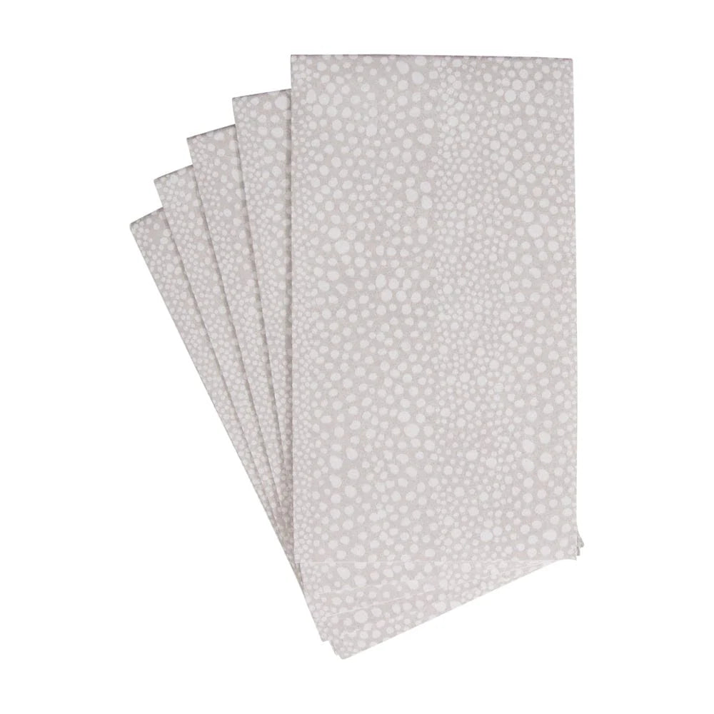 Caspari Pebble Grey-Paper Linen Airlaid Guest Towel Napkins, Set of 12