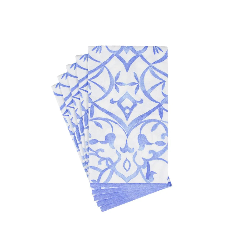 Algarve Ceramic Blue-Paper Linen Airlaid Guest Towels, Set of 12