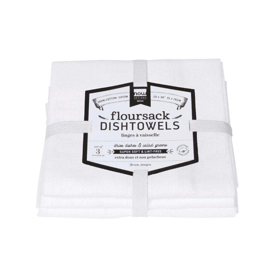 White Floursack Dishtowels, Set of 3
