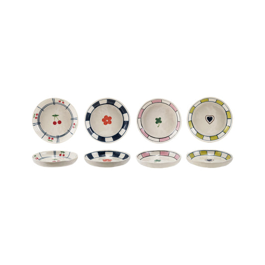 Hand-Painted Stoneware Dish w/ Pattern, Assorted