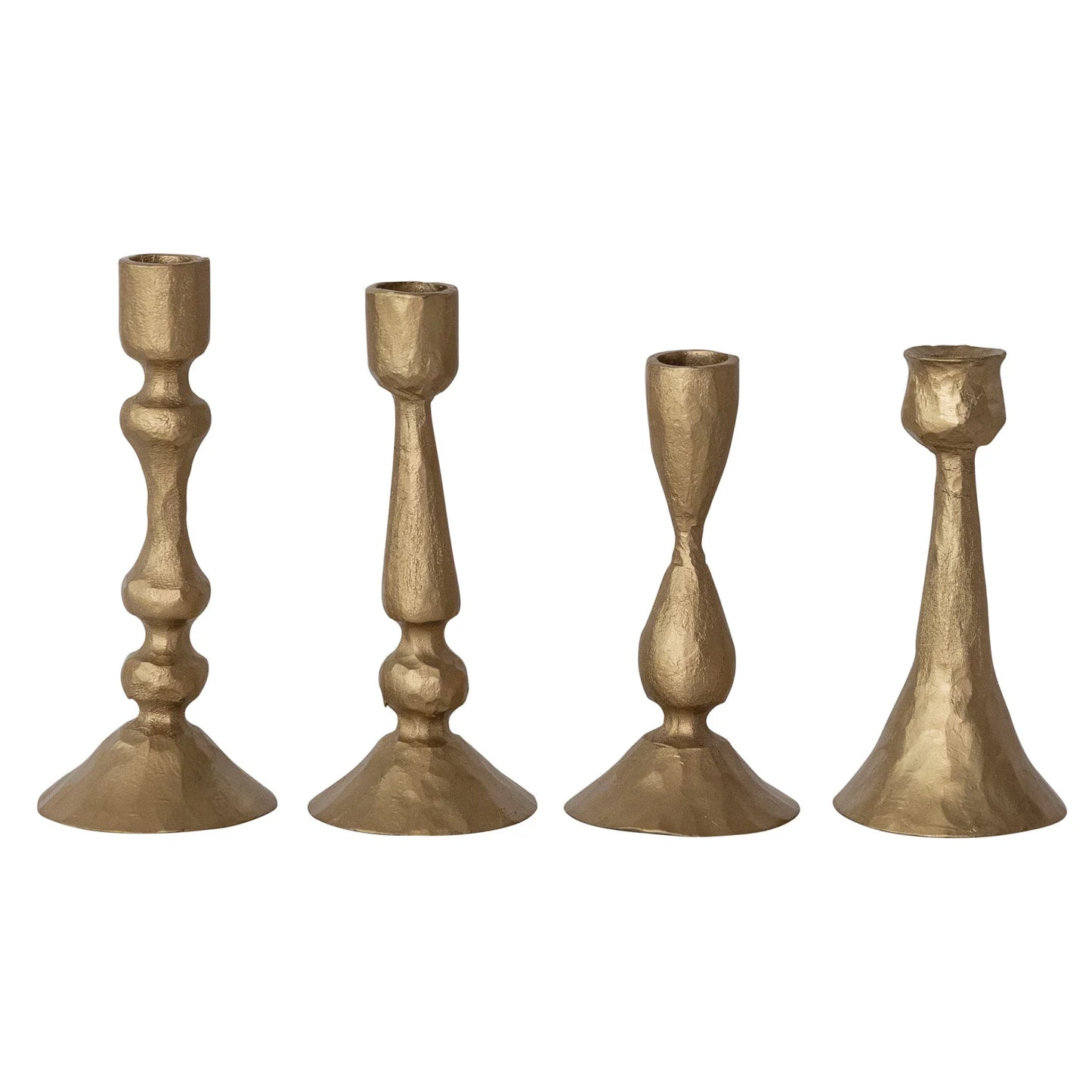 Hand-Forged Metal Taper Holder, Antique Gold Finish, 4 Styles