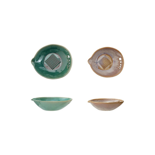 Stoneware Garlic/Ginger Graters with Herb Stripper