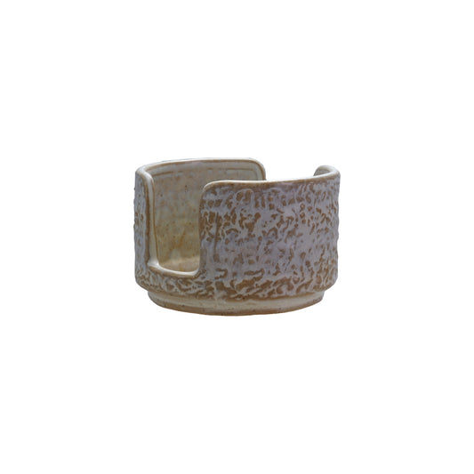Stoneware Sponge Holder, Reactive Glaze, White