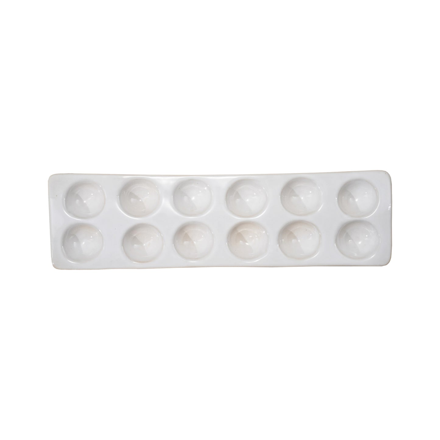 Stoneware Egg Holder, Reactive Glaze, Cream
