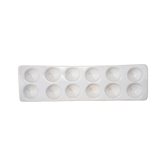Stoneware Egg Holder, Reactive Glaze, Cream