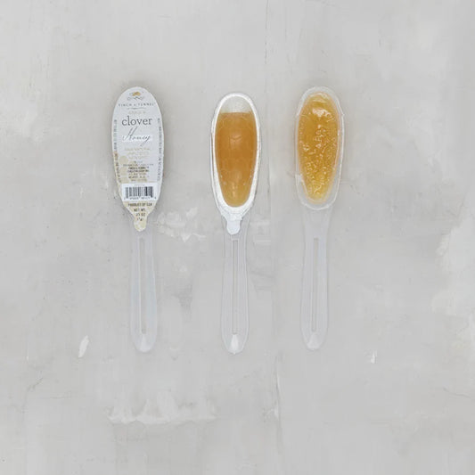 Grade A Unfiltered Clover Honey Filled Single Use Spoons, .25oz