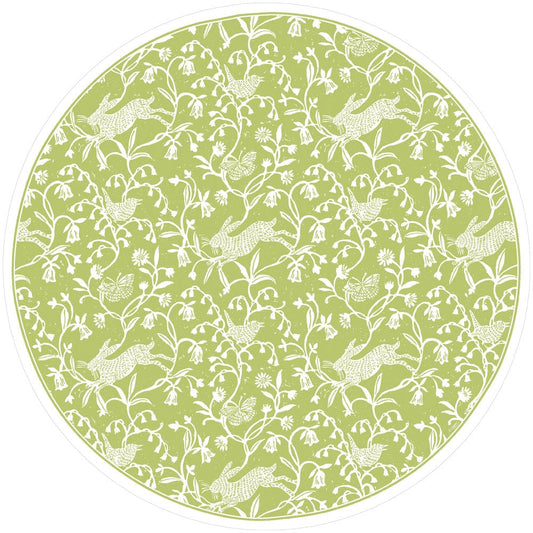 Hedgerow Moss Green Paper Placemats Round, Set of 12