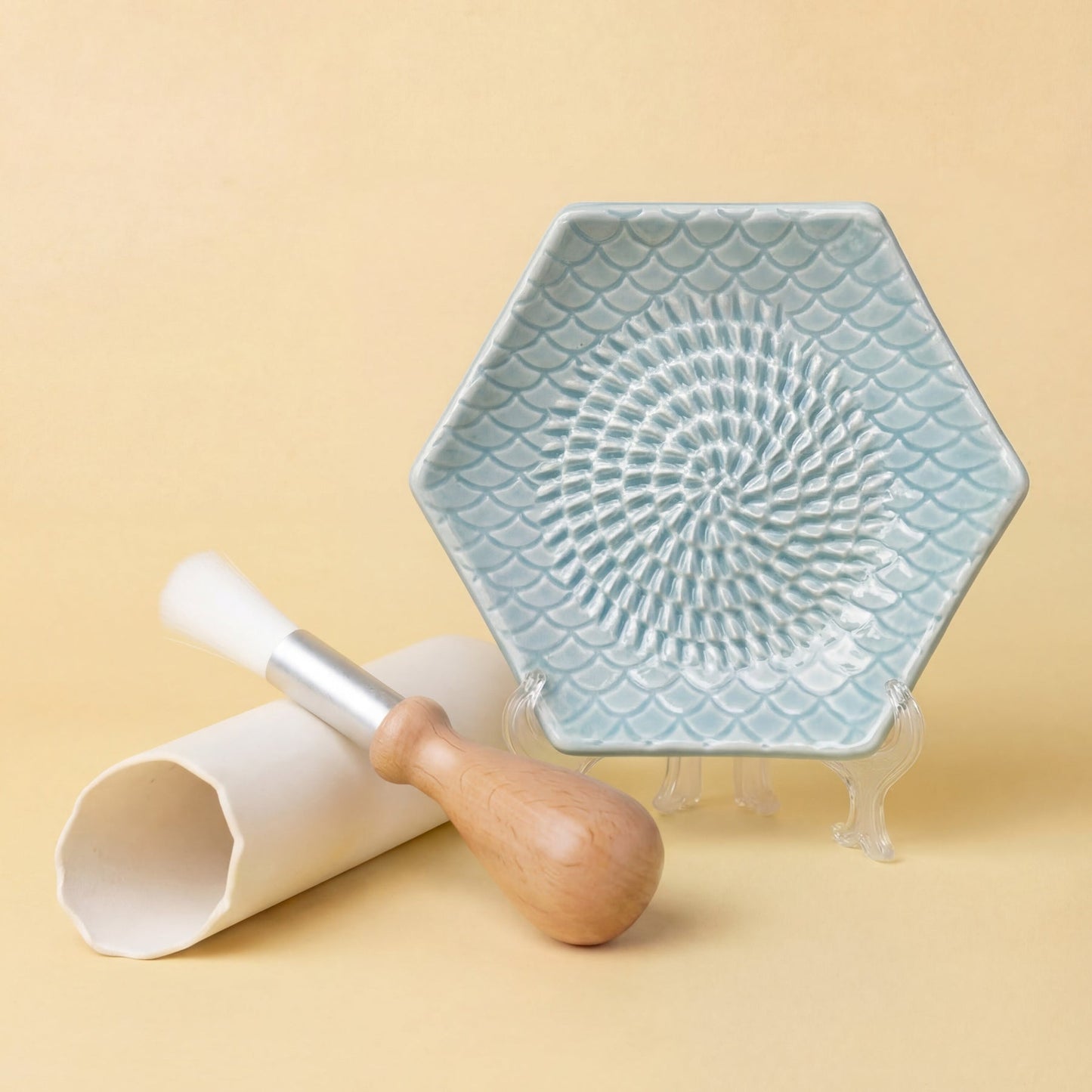 The Grate Plate Ceramic Garlic Grate 3-Piece Set - Turquoise