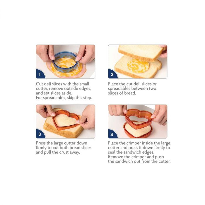 Un-Crusted Pocket Sandwich Makers, Heart and Circle - Set of 2