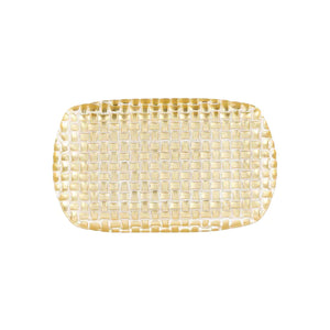 Vietri Rufolo Glass Gold Basketweave Rectangular Tray