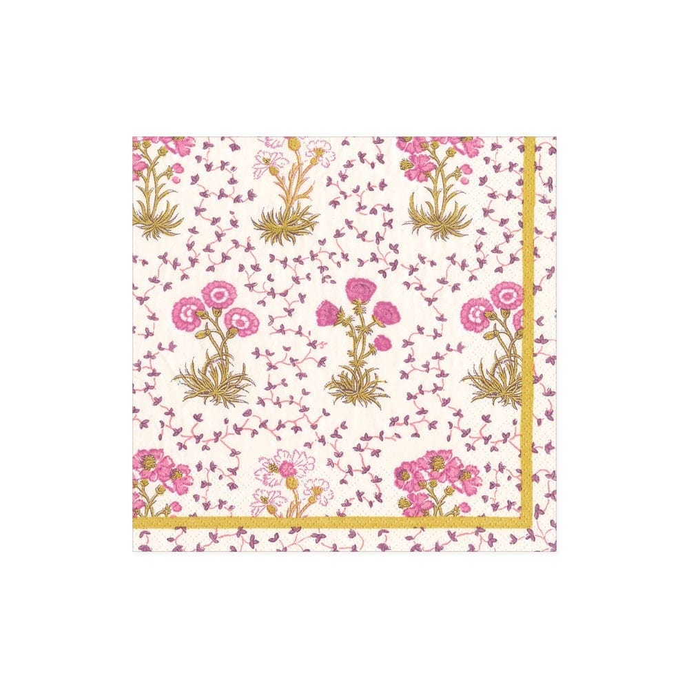 Caspari Semis de Fleur Pink Cocktail Napkins, Set of 20