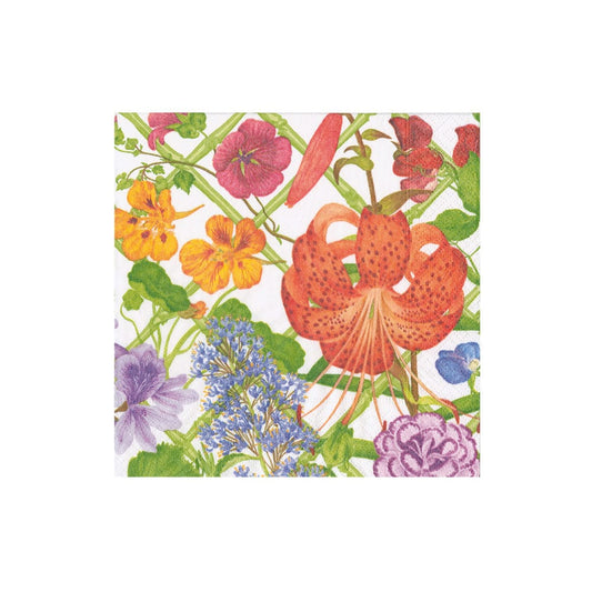 Caspari Floral Trellis Cocktail Napkin, Set of 20
