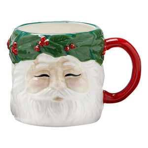 Vintage Santa w/Wreath Mug