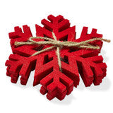 Red Snowflake Coasters, Set of 4