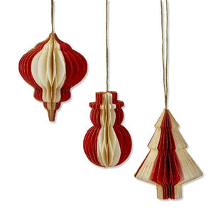 Holiday Paper Honeycomb Ornament - Set of 3